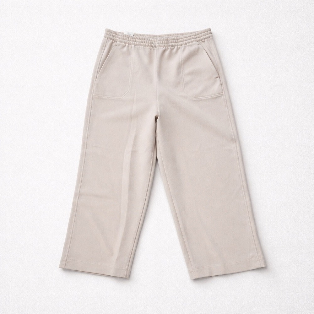 Banana Republic XXL Wide Leg Ankle Pant Beige Cotton Blend Elastic Waist NWT